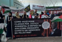 Em Manaus, manifestantes pró-Palestina protestam contra visita de Joe Biden