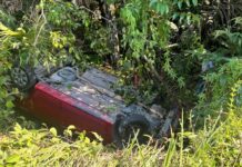 Motorista capota carro após bater em meio-fio no Japiim, em Manaus