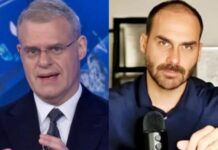 Eduardo Oinegue, âncora do Jornal da Band, chama Eduardo Bolsonaro de aloprado ao vivo