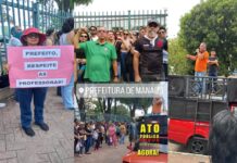 Professores protestam em frente à Prefeitura contra o “PL da Morte” de David Almeida