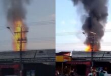 Incêndio destrói oficina e gera tensão próximo a posto de gasolina em Manaus