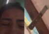Em Presidente Figueiredo, jovem denuncia agressões do ex e exibe faca cravada na porta