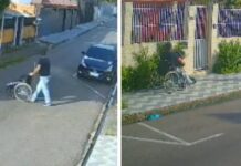 Homem é flagrado no Parque Dez levantando de cadeira de rodas durante pedido de dinheiro em Manaus