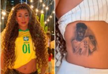 Modelo tatua rosto de Vini Jr. no corpo e depois faz desabafo surpreendente