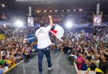 Cidade lança candidatura com Arena lotada e recado à oposição: “Vou responder com trabalho”