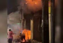 Fogo destrói parte de estabelecimento comercial durante incêndio em Manaus
