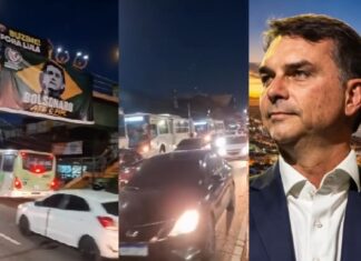 VÍDEO: Buzinaço mobiliza apoiadores de Flávio Bolsonaro antes da chegada a Manaus