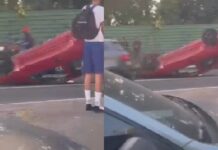 VÍDEO: Carro capota na Avenida Constantino Nery nesta sexta-feira em Manaus