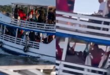 Comandante faz manobra arriscada, quase bate em outro barco e deixa passageiros em pânic0