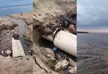 VÍDEO: Tubulação despeja água na praia da Ponta Negra e provoca revolta nas redes sociais