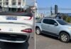 Carro de aplicativo capota e fica destruído após bater em S10 no Parque 10 em Manaus