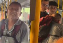 Homem xinga passageiros dentro de ônibus e é retirado por PM no Centro de Manaus