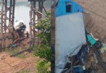 Caminhão-baú despenca de ponte com mais de 20 metros na AM-174, no Amazonas